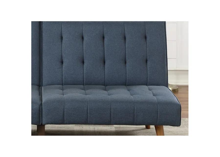 Navy Color Modern Convertible Sofa 1 Piece Set Couch Polyfiber Plush Tufted Cushion Sofa Wooden Legs