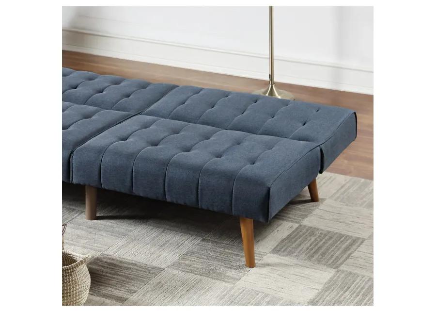 Navy Color Modern Convertible Sofa 1 Piece Set Couch Polyfiber Plush Tufted Cushion Sofa Wooden Legs