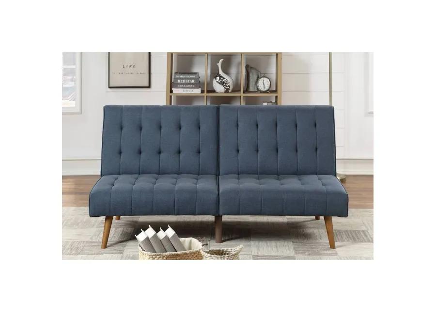 Navy Color Modern Convertible Sofa 1 Piece Set Couch Polyfiber Plush Tufted Cushion Sofa Wooden Legs