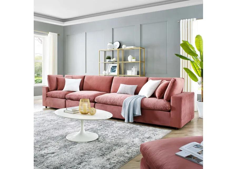 Commix Down Filled Overstuffed Performance Velvet 4-Seater Sofa