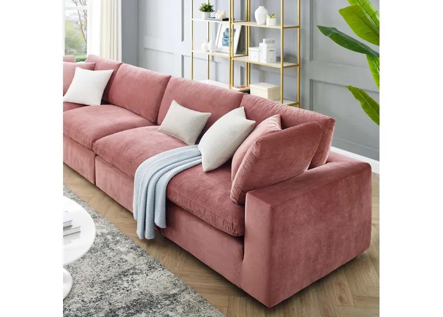 Commix Down Filled Overstuffed Performance Velvet 4-Seater Sofa