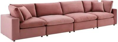 Commix Down Filled Overstuffed Performance Velvet 4-Seater Sofa