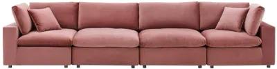 Commix Down Filled Overstuffed Performance Velvet 4-Seater Sofa