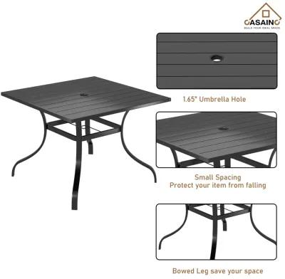 Square Outdoor Dining Table 40-in W x 40-in L with Umbrella Hole