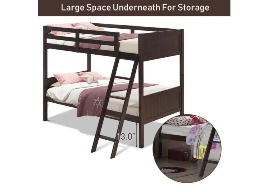 Twin Size Wooden Bunk Beds Convertible 2 Individual Beds