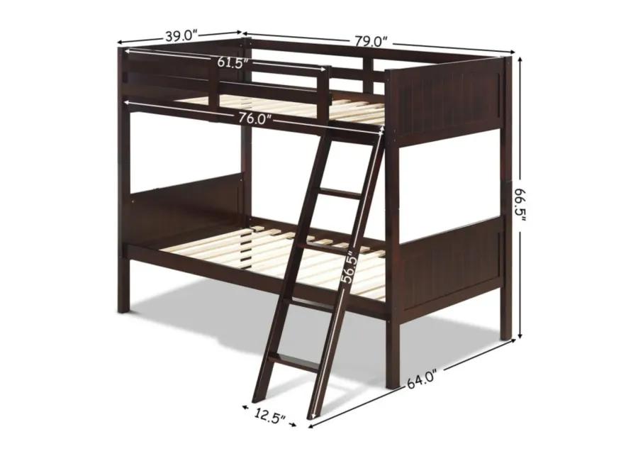 Twin Size Wooden Bunk Beds Convertible 2 Individual Beds