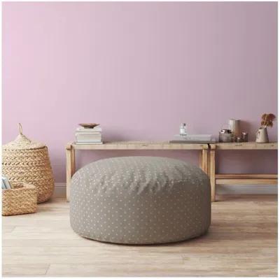 Homezia 24" Grey Cotton Round Polka Dots Pouf Ottoman