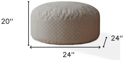 Homezia 24" Grey Cotton Round Polka Dots Pouf Ottoman