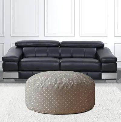 Homezia 24" Grey Cotton Round Polka Dots Pouf Ottoman