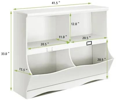 Kids Storage Unit Baby Toy Organizer Children Bookshelf Bookcase-White