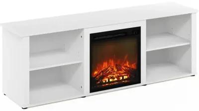 Furinno Classic 70 Inch TV Stand with Fireplace, Solid White