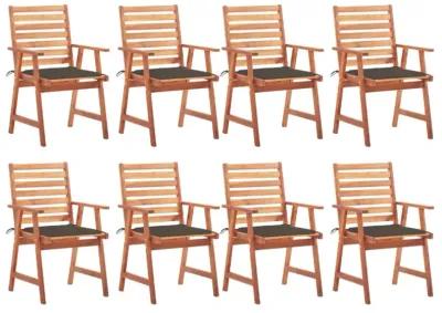 vidaXL Patio Dining Chairs 8 pcs with Cushions Solid Acacia Wood