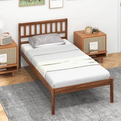 Wood Bed Frame with Headboard and Slat Support