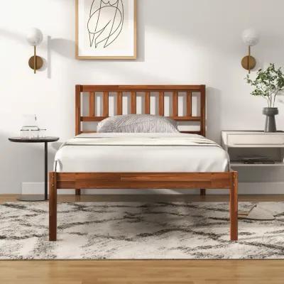 Wood Bed Frame with Headboard and Slat Support