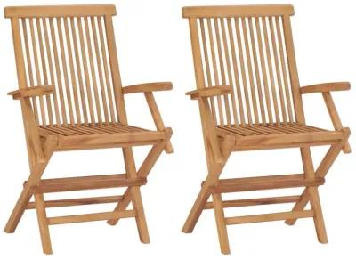 vidaXL Garden Chairs with Cream White Cushions 2 pcs Solid Teak Wood