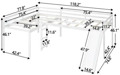 Merax L-Shaped Loft Bed with Ladder and Slide