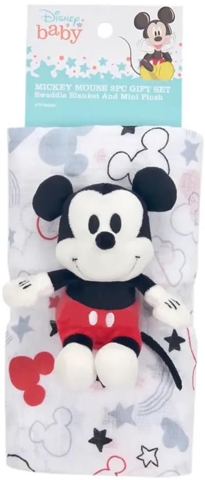 Lambs & Ivy Disney Baby Mickey Mouse Muslin Swaddle Blanket & Plush Gift Set