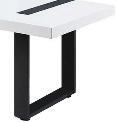 Two Tone Modern Coffee Table with Metal Legs, White and Black-Benzara