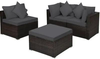 4 Pcs Ottoman Garden Deck Patio Rattan Wicker Furniture Set Cushioned Sofa