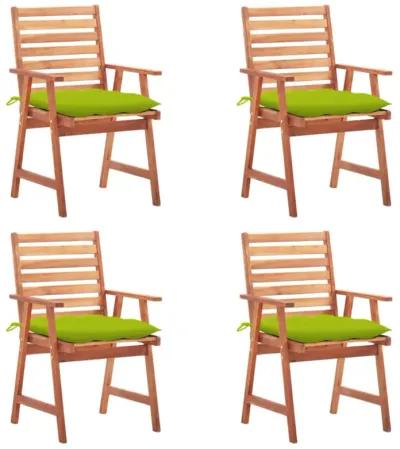 vidaXL Patio Dining Chairs 4 pcs with Cushions Solid Acacia Wood