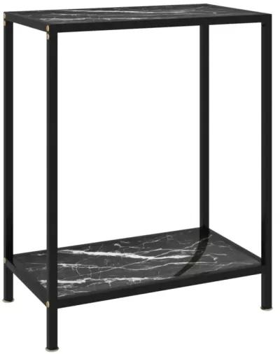 vidaXL Console Table Black 23.6"x13.8"x29.5" Tempered Glass