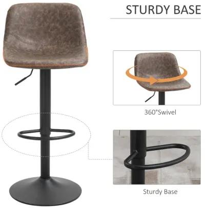 Brown Bar Comfort: Set of 2 Adjustable Swivel Padded Bar Stools