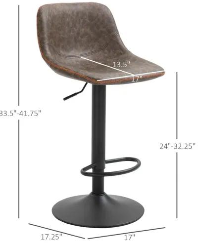 Brown Bar Comfort: Set of 2 Adjustable Swivel Padded Bar Stools