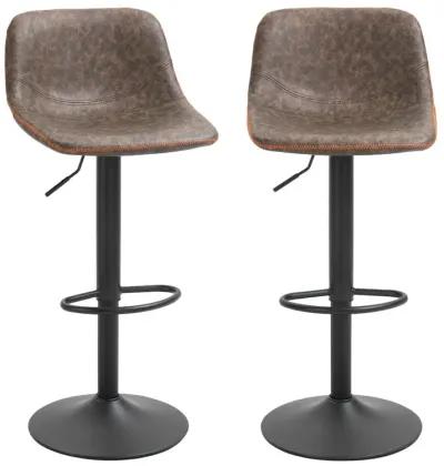 Brown Bar Comfort: Set of 2 Adjustable Swivel Padded Bar Stools