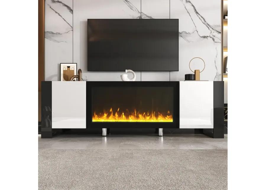 Merax Modern TV Stand with Non-heating Electric Fireplace