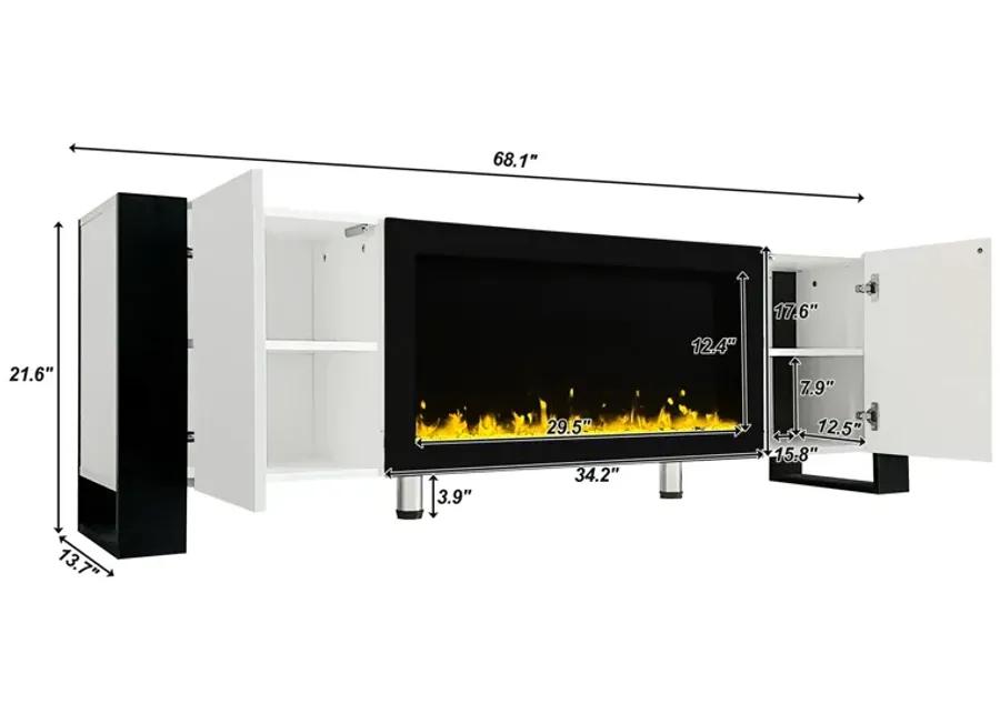 Merax Modern TV Stand with Non-heating Electric Fireplace