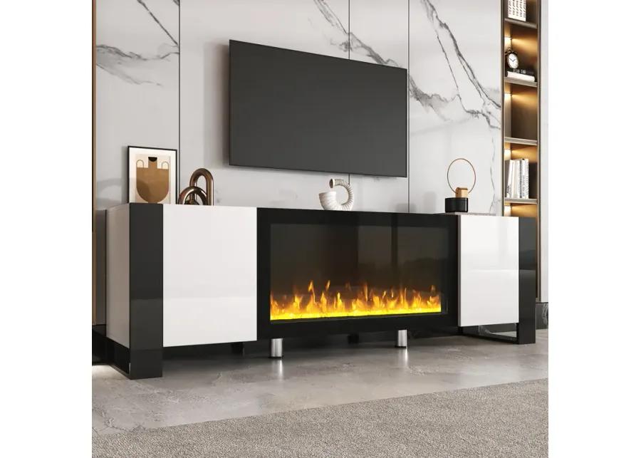 Merax Modern TV Stand with Non-heating Electric Fireplace