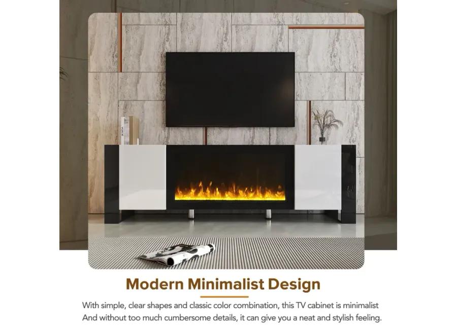 Merax Modern TV Stand with Non-heating Electric Fireplace