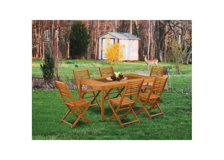 Wooden Patio Set Natural Oil, CMBS7CWNA