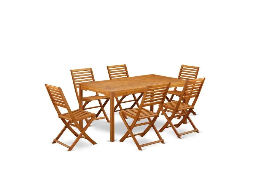 Wooden Patio Set Natural Oil, CMBS7CWNA