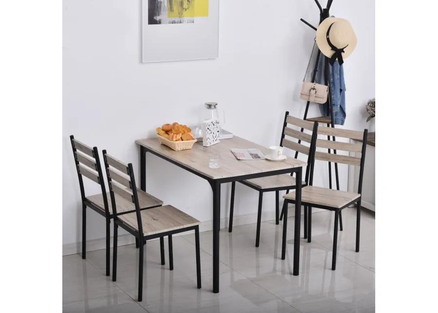 Gray Compact Dining: 5-Piece Wooden Kitchen Table and Chairs Set