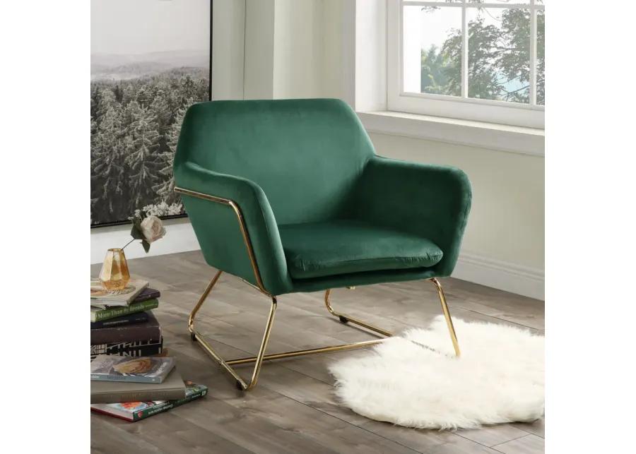 Keira Velvet Accent Chair With Metal Base