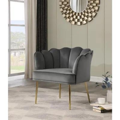 Jackie Gray Velvet Accent Chair with Gold Legs