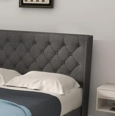 Hivvago Upholstered Platform Bed with Button Tufted Headboard