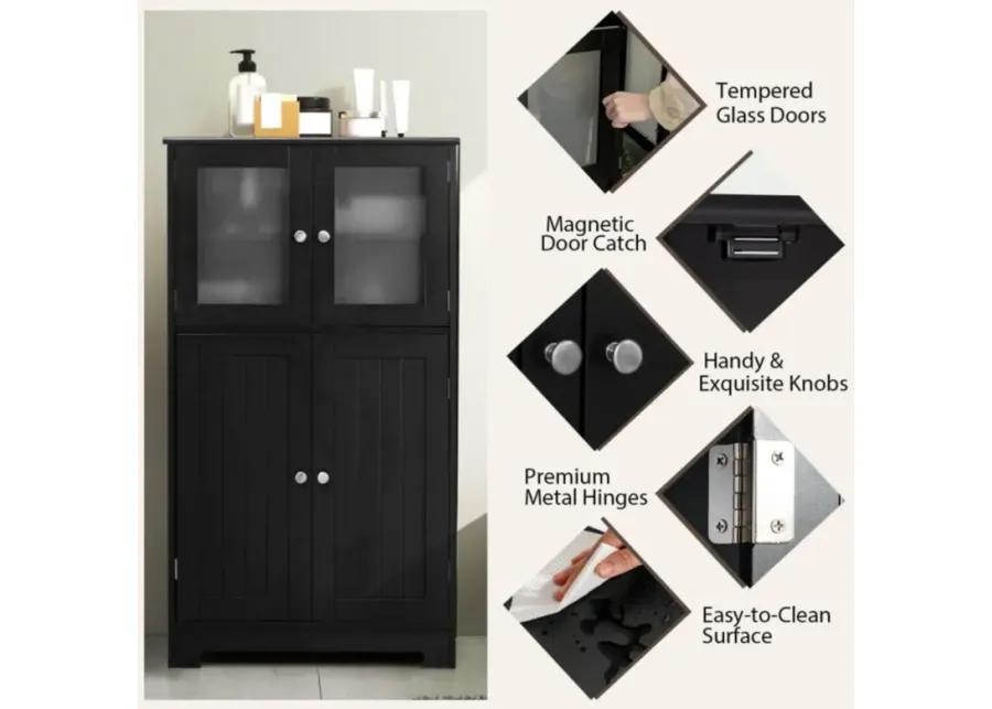 Bathroom Floor Storage Locker Kitchen Cabinet with Doors and Adjustable Shelf