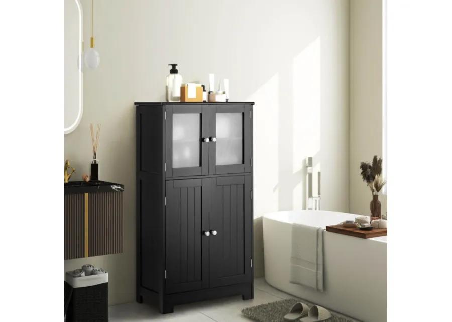 Bathroom Floor Storage Locker Kitchen Cabinet with Doors and Adjustable Shelf