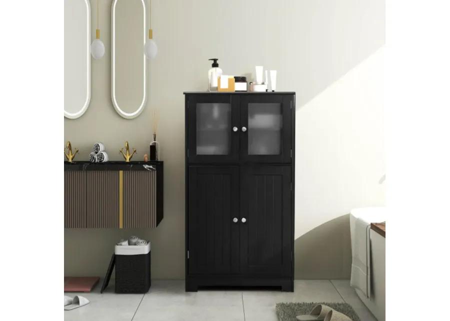 Bathroom Floor Storage Locker Kitchen Cabinet with Doors and Adjustable Shelf