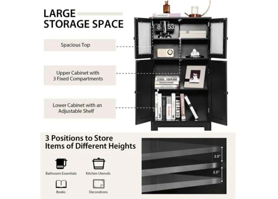 Bathroom Floor Storage Locker Kitchen Cabinet with Doors and Adjustable Shelf