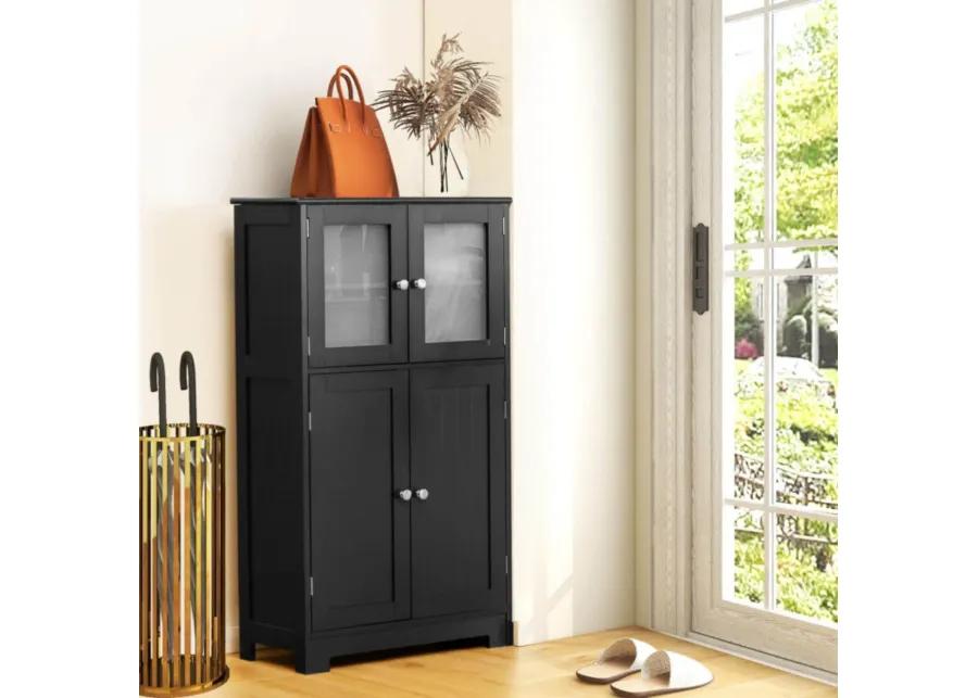 Bathroom Floor Storage Locker Kitchen Cabinet with Doors and Adjustable Shelf