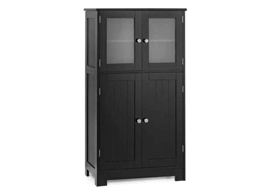 Bathroom Floor Storage Locker Kitchen Cabinet with Doors and Adjustable Shelf