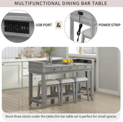 Merax 4-piece Dining Bar Table Set with 3 Stools