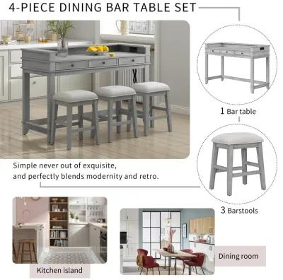 Merax 4-piece Dining Bar Table Set with 3 Stools