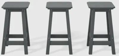 WestinTrends 24" HDPE Outdoor Patio Counter High Backless Square Bar Stools Set of Three