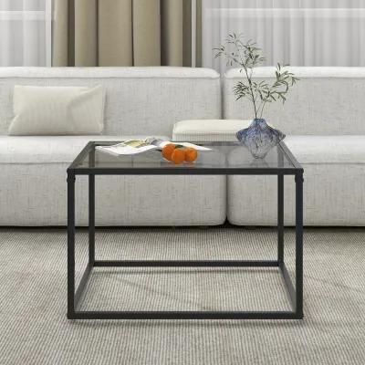 27.5 Inch Home Square Tea Table with Heavy-duty Metal Frame