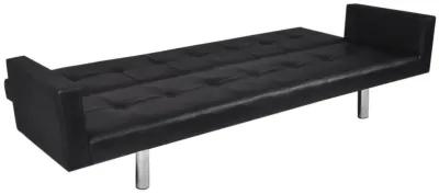 vidaXL Sofa Bed with Armrest Black Artificial Leather