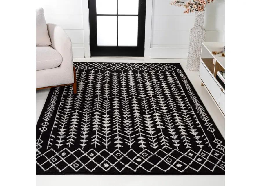 Ziri Moroccan Geometric Black/Cream. Runner Rug